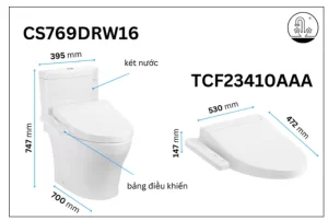 Bồn Cầu Điện Tử TOTO CS769DRW16#XW Kèm Nắp Rửa Điện Tử WASHLET Dòng C2 – TCF23410AAA (220V) - 7