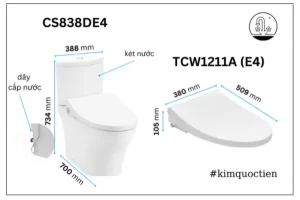Bồn Cầu TOTO CS838DE4#XW 2 Khối Nắp Rửa Cơ TCW1211A - 8 Bồn Cầu TOTO CS838DE4#XW 2 Khối Nắp Rửa Cơ TCW1211A - 7