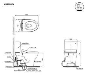 Bồn Cầu TOTO CS838DE4#XW 2 Khối Nắp Rửa Cơ TCW1211A - 10 Bồn Cầu TOTO CS838DE4#XW 2 Khối Nắp Rửa Cơ TCW1211A - 9