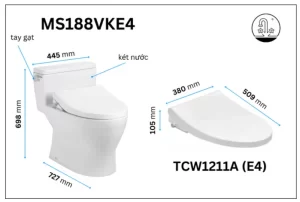 Bồn Cầu TOTO MS188VKE4#XW/T53P100VR 1 Khối Nắp Rửa Cơ TCW1211A - 8 Bồn Cầu TOTO MS188VKE4#XW/T53P100VR 1 Khối Nắp Rửa Cơ TCW1211A - 7