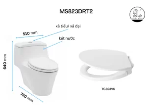 Bồn Cầu TOTO MS823DRT2#XW 1 khối Nắp Đóng Êm TC393VS - 7