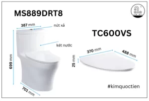 Bồn Cầu TOTO 1 khối MS889DRT8#XW Nắp Đóng Êm TC600VS - 9
