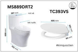 Bồn Cầu TOTO MS889DRT2#XW 1 khối Nắp Đóng Êm TC393VS - 7