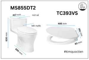 Bồn Cầu TOTO MS855DT2#XW 1 khối Nắp Đóng Êm TC393VS - 9