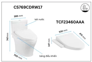 Bồn Cầu Điện Tử TOTO CS769CDRW17#XW Kèm Nắp Rửa Điện Tử WASHLET (Loại Giấu Dây) Dòng C2 – TCF23460AAA (220V) - 7