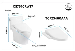 Bồn Cầu Điện Tử TOTO CS767CRW17#XW Kèm Nắp Rửa Điện Tử WASHLET (Loại Giấu Dây) Dòng C2 – TCF23460AAA (220V) - 8 Bồn Cầu Điện Tử TOTO CS767CRW17#XW Kèm Nắp Rửa Điện Tử WASHLET (Loại Giấu Dây) Dòng C2 – TCF23460AAA (220V) - 7