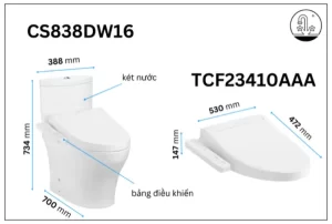 Bồn Cầu Điện Tử TOTO CS838DW16#XW Kèm Nắp Rửa Điện Tử WASHLET Dòng C2 – TCF23410AAA (220V) - 8 Bồn Cầu Điện Tử TOTO CS838DW16#XW Kèm Nắp Rửa Điện Tử WASHLET Dòng C2 – TCF23410AAA (220V) - 7