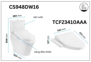 Bồn Cầu Điện Tử TOTO CS948DW16#XW Kèm Nắp Rửa Điện Tử WASHLET Dòng C2 – TCF23410AAA (220V) - 8 Bồn Cầu Điện Tử TOTO CS948DW16#XW Kèm Nắp Rửa Điện Tử WASHLET Dòng C2 – TCF23410AAA (220V) - 7