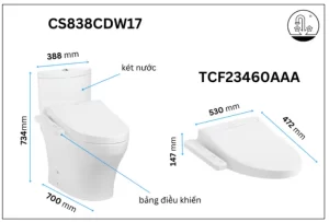 Bồn Cầu Điện Tử TOTO CS838CDW17#XW Kèm Nắp Rửa Điện Tử WASHLET (Loại Giấu Dây) Dòng C2 – TCF23460AAA (220V) - 8 Bồn Cầu Điện Tử TOTO CS838CDW17#XW Kèm Nắp Rửa Điện Tử WASHLET (Loại Giấu Dây) Dòng C2 – TCF23460AAA (220V) - 7