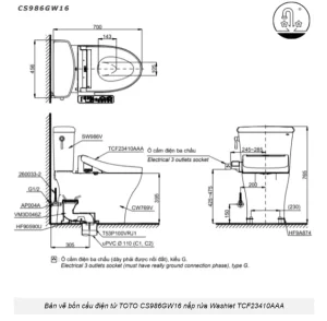 Bồn Cầu Điện Tử TOTO CS986GW16#XW Kèm Nắp Rửa Điện Tử WASHLET Dòng C2 – TCF23410AAA (220V) - 10 Bồn Cầu Điện Tử TOTO CS986GW16#XW Kèm Nắp Rửa Điện Tử WASHLET Dòng C2 – TCF23410AAA (220V) - 9