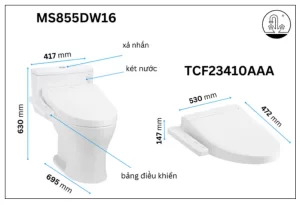 Bồn Cầu Điện Tử TOTO MS855DW16#XW Kèm Nắp Rửa Điện Tử WASHLET Dòng C2 – TCF23410AAA (220V) - 10 Bồn Cầu Điện Tử TOTO MS855DW16#XW Kèm Nắp Rửa Điện Tử WASHLET Dòng C2 – TCF23410AAA (220V) - 9