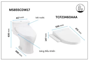 Bồn Cầu Điện Tử TOTO MS855CDW17#XW Kèm Nắp Rửa Điện Tử WASHLET (Loại Giấu Dây) Dòng C2 – TCF23460AAA (220V) - 8 Bồn Cầu Điện Tử TOTO MS855CDW17#XW Kèm Nắp Rửa Điện Tử WASHLET (Loại Giấu Dây) Dòng C2 – TCF23460AAA (220V) - 7