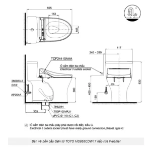 Bồn Cầu Điện Tử TOTO MS855CDW17#XW Kèm Nắp Rửa Điện Tử WASHLET (Loại Giấu Dây) Dòng C2 – TCF23460AAA (220V) - 10 Bồn Cầu Điện Tử TOTO MS855CDW17#XW Kèm Nắp Rửa Điện Tử WASHLET (Loại Giấu Dây) Dòng C2 – TCF23460AAA (220V) - 9