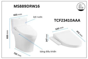 Bồn Cầu Điện Tử TOTO MS889DRW16#XW Kèm Nắp Rửa Điện Tử WASHLET Dòng C2 – TCF23410AAA (220V) - 8 Bồn Cầu Điện Tử TOTO MS889DRW16#XW Kèm Nắp Rửa Điện Tử WASHLET Dòng C2 – TCF23410AAA (220V) - 7