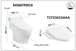 Bồn Cầu Điện Tử TOTO MS887RW16#XW Kèm Nắp Rửa Điện Tử WASHLET Dòng C2 – TCF23410AAA (220V) - 7