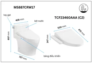 Bồn Cầu Điện Tử TOTO MS887CRW17#XW Kèm Nắp Rửa Điện Tử WASHLET (Loại Giấu Dây) Dòng C2 – TCF23460AAA (220V) - 8 Bồn Cầu Điện Tử TOTO MS887CRW17#XW Kèm Nắp Rửa Điện Tử WASHLET (Loại Giấu Dây) Dòng C2 – TCF23460AAA (220V) - 7