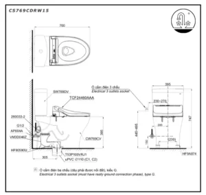 Bồn Cầu Điện Tử TOTO CS769CDRW15#XW Kèm Nắp Rửa Điện Tử WASHLET (Loại Giấu Dây) Dòng C5 – TCF24460AAA (220V) - 7 Bồn Cầu Điện Tử TOTO CS769CDRW15#XW Kèm Nắp Rửa Điện Tử WASHLET (Loại Giấu Dây) Dòng C5 – TCF24460AAA (220V) - 6