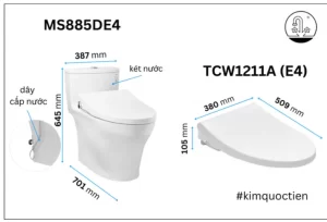 Bồn Cầu TOTO MS885DE4#XW 1 Khối Nắp Rửa Cơ TCW1211A - 13 Bồn Cầu TOTO MS885DE4#XW 1 Khối Nắp Rửa Cơ TCW1211A - 12