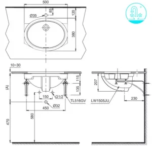 Lavabo TOTO LW1505V#XW/TL516GV Âm Bàn - 7 Lavabo TOTO LW1505V#XW/TL516GV Âm Bàn - 6