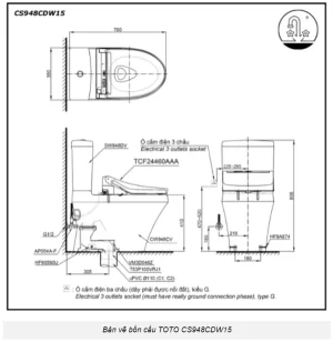 Bồn Cầu Điện Tử TOTO CS948CDW15#XW Kèm Nắp Rửa Điện Tử WASHLET (Loại Giấu Dây) Dòng C5 – TCF24460AAA (220V) - 7 Bồn Cầu Điện Tử TOTO CS948CDW15#XW Kèm Nắp Rửa Điện Tử WASHLET (Loại Giấu Dây) Dòng C5 – TCF24460AAA (220V) - 6