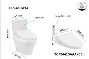 Bồn Cầu Điện Tử TOTO CS948DW14#XW Kèm Nắp Rửa Điện Tử WASHLET Dòng C5 – TCF24410AAA (220V) - 8 Bồn Cầu Điện Tử TOTO CS948DW14#XW Kèm Nắp Rửa Điện Tử WASHLET Dòng C5 – TCF24410AAA (220V) - 7