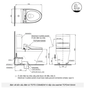 Bồn Cầu Điện Tử TOTO CS948DW14#XW Kèm Nắp Rửa Điện Tử WASHLET Dòng C5 – TCF24410AAA (220V) - 10 Bồn Cầu Điện Tử TOTO CS948DW14#XW Kèm Nắp Rửa Điện Tử WASHLET Dòng C5 – TCF24410AAA (220V) - 9