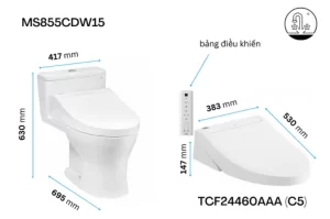 Bồn Cầu Điện Tử TOTO MS855CDW15#XW Kèm Nắp Rửa Điện Tử WASHLET (Loại Giấu Dây) Dòng C5 – TCF24460AAA (220V) - 10 Bồn Cầu Điện Tử TOTO MS855CDW15#XW Kèm Nắp Rửa Điện Tử WASHLET (Loại Giấu Dây) Dòng C5 – TCF24460AAA (220V) - 9