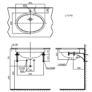 Chậu Rửa Mặt Lavabo TOTO LT548#W Âm Bàn - 6