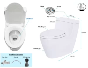 Bồn Cầu TOTO MS636DT2#XW 1 Khối Nắp Đóng Êm TC393VS - 7