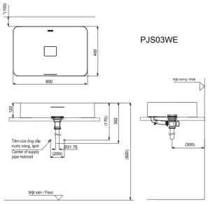 Chậu Rửa Mặt TOTO PJS03WE#MW Đặt Bàn Đá Cẩm Thạch - 6