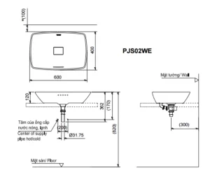 Chậu Rửa Mặt TOTO PJS02WE#MW Đặt Bàn Đá Cẩm Thạch Mờ - 7 Chậu Rửa Mặt TOTO PJS02WE#MW Đặt Bàn Đá Cẩm Thạch Mờ - 6