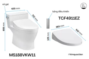 Bồn Cầu Điện Tử TOTO MS188VKW11#XW/T53P100VR Kèm Nắp Rửa Điện Tử WASHLET Dòng S7 – TCF4911Z (220V) - 10 Bồn Cầu Điện Tử TOTO MS188VKW11#XW/T53P100VR Kèm Nắp Rửa Điện Tử WASHLET Dòng S7 – TCF4911Z (220V) - 9