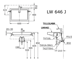 Chậu Rửa Mặt Lavabo TOTO LW646JW/F#W Bán Âm Bàn - 7 Chậu Rửa Mặt Lavabo TOTO LW646JW/F#W Bán Âm Bàn - 6