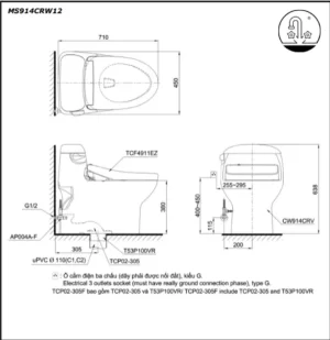 Bồn Cầu Điện Tử TOTO MS914CRW12#XW Kèm Nắp Rửa Điện Tử WASHLET (Loại Giấu Dây) Dòng S7 – TCF4911EZ (220V) - 7 Bồn Cầu Điện Tử TOTO MS914CRW12#XW Kèm Nắp Rửa Điện Tử WASHLET (Loại Giấu Dây) Dòng S7 – TCF4911EZ (220V) - 6