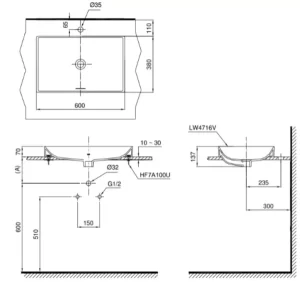 Chậu Rửa Mặt TOTO LT4716G17#XW Đặt Bàn - 6