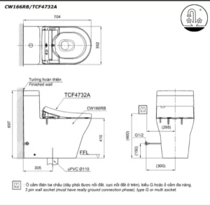 Bồn Cầu Điện Tử TOTO CW166RB#XW/TCF4732A#NW1/T53P100VR Kèm Nắp Rửa Điện Tử WASHLET Dòng S7 – TCF4732A (220V) - 7 Bồn Cầu Điện Tử TOTO CW166RB#XW/TCF4732A#NW1/T53P100VR Kèm Nắp Rửa Điện Tử WASHLET Dòng S7 – TCF4732A (220V) - 6