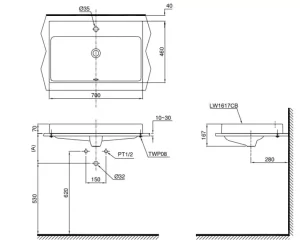 Chậu Rửa Mặt TOTO LW1617C#W Đặt Bàn - 6