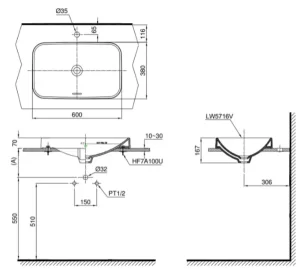 Chậu Rửa Mặt TOTO LT5716#XW Đặt Bàn - 7 Chậu Rửa Mặt TOTO LT5716#XW Đặt Bàn - 6