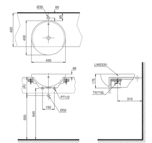 Chậu Rửa Mặt Lavabo TOTO LT533R#XW Bán Âm Bàn - 10 Chậu Rửa Mặt Lavabo TOTO LT533R#XW Bán Âm Bàn - 9