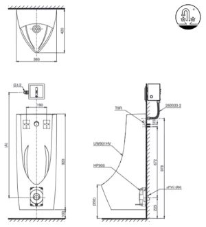 Bồn Tiểu Nam TOTO UT901H#XW Treo Tường - 10 Bồn Tiểu Nam TOTO UT901H#XW Treo Tường - 9