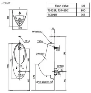 Bồn Tiểu Nam TOTO UT560T#XW Treo Tường - 6