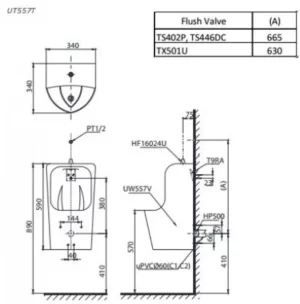 Bồn Tiểu Nam TOTO UT557T#XW Treo Tường - 6