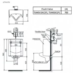 Bồn Tiểu Nam TOTO UT447HR#W Treo Tường - 7 Bồn Tiểu Nam TOTO UT447HR#W Treo Tường - 6