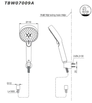 Tay Sen Tắm TOTO TBW07009A - 10 Tay Sen Tắm TOTO TBW07009A - 9