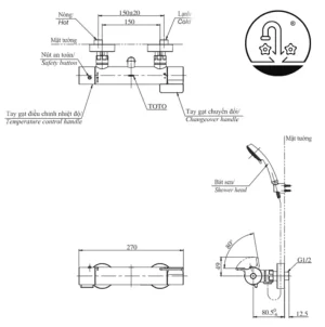 Sen Tắm TOTO TBV03427V/TBW03002B Nhiệt Độ - 10 Sen Tắm TOTO TBV03427V/TBW03002B Nhiệt Độ - 9