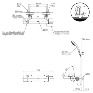 Sen Tắm TOTO TBV03431V/TBW01010A Nhiệt Độ - 7 Sen Tắm TOTO TBV03431V/TBW01010A Nhiệt Độ - 6
