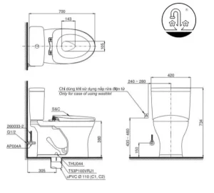 Bồn Cầu Điện Tử TOTO CS735DW14#XW Kèm Nắp Rửa Điện Tử WASHLET Dòng C5 – TCF24410AAA (220V) - 7 Bồn Cầu Điện Tử TOTO CS735DW14#XW Kèm Nắp Rửa Điện Tử WASHLET Dòng C5 – TCF24410AAA (220V) - 6