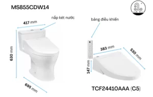 Bồn Cầu Điện Tử TOTO MS855DW14#XW Kèm Nắp Rửa Điện Tử WASHLET Dòng C5 – TCF24410AAA (220V) - 8 Bồn Cầu Điện Tử TOTO MS855DW14#XW Kèm Nắp Rửa Điện Tử WASHLET Dòng C5 – TCF24410AAA (220V) - 7