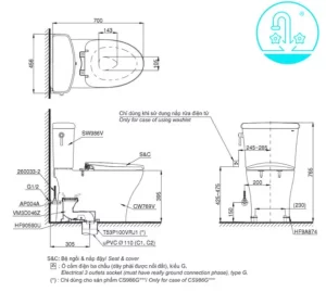 Bồn Cầu Điện Tử TOTO CS986GW6#XW Kèm Nắp Rửa Điện Tử WASHLET Dòng C5 – TCF6531Z (220V) - 6