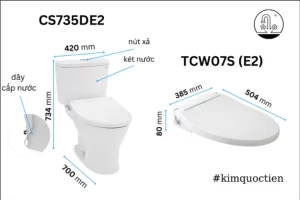 Bồn Cầu TOTO CS735DE2#XW 2 Khối Nắp Rửa Cơ TCW07S - 7